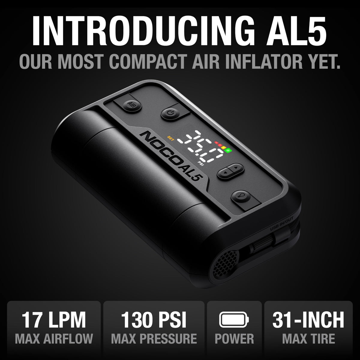 NOCO Air AL5 compact design fits tight spaces