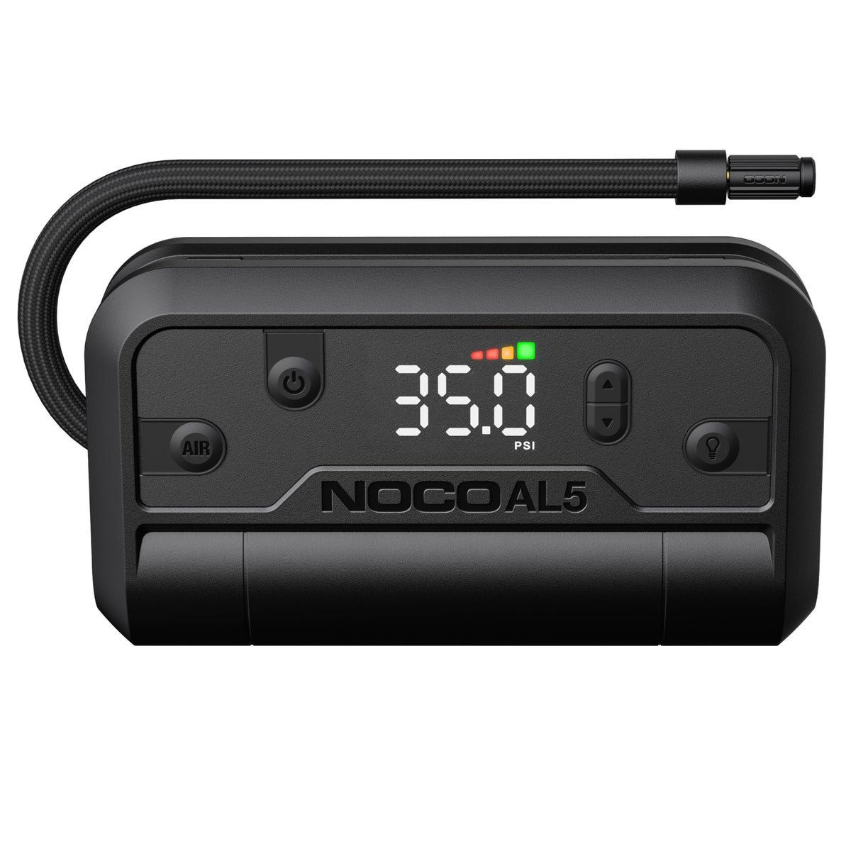 NOCO Air AL5 cordless inflator in hand for quick tire air