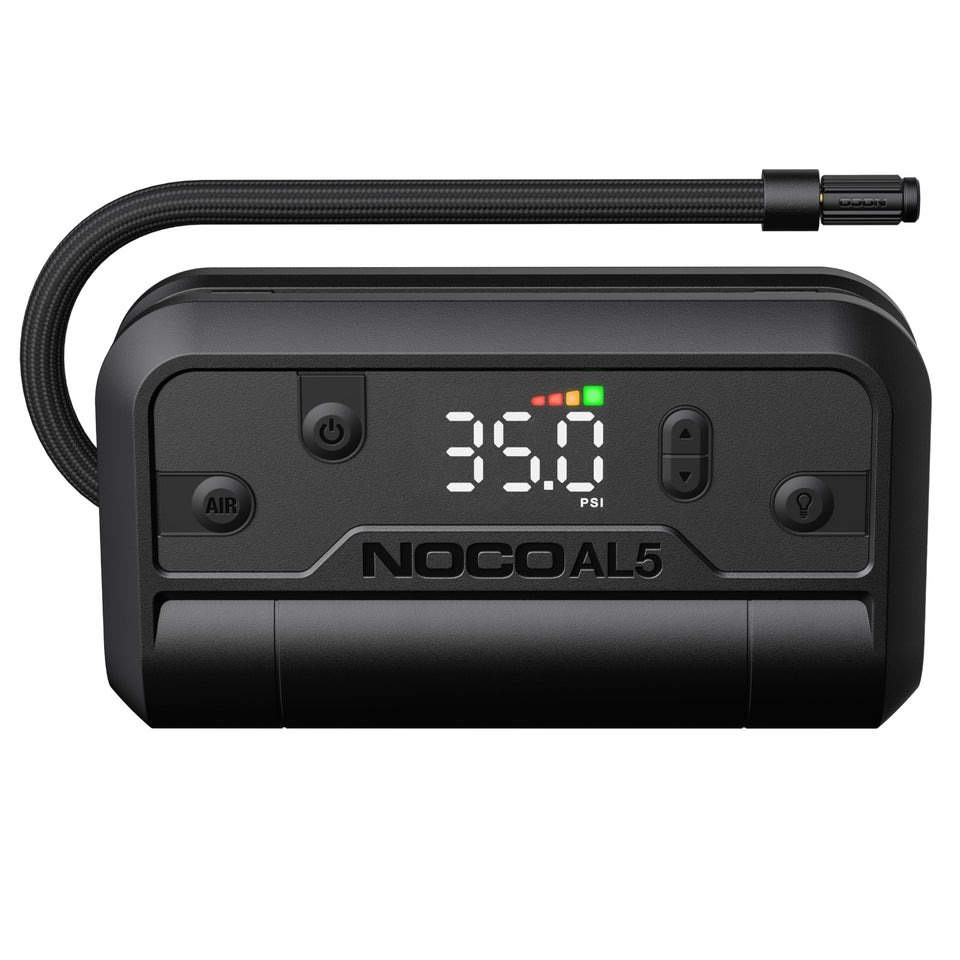 NOCO Air AL5 cordless inflator in hand for quick tire air