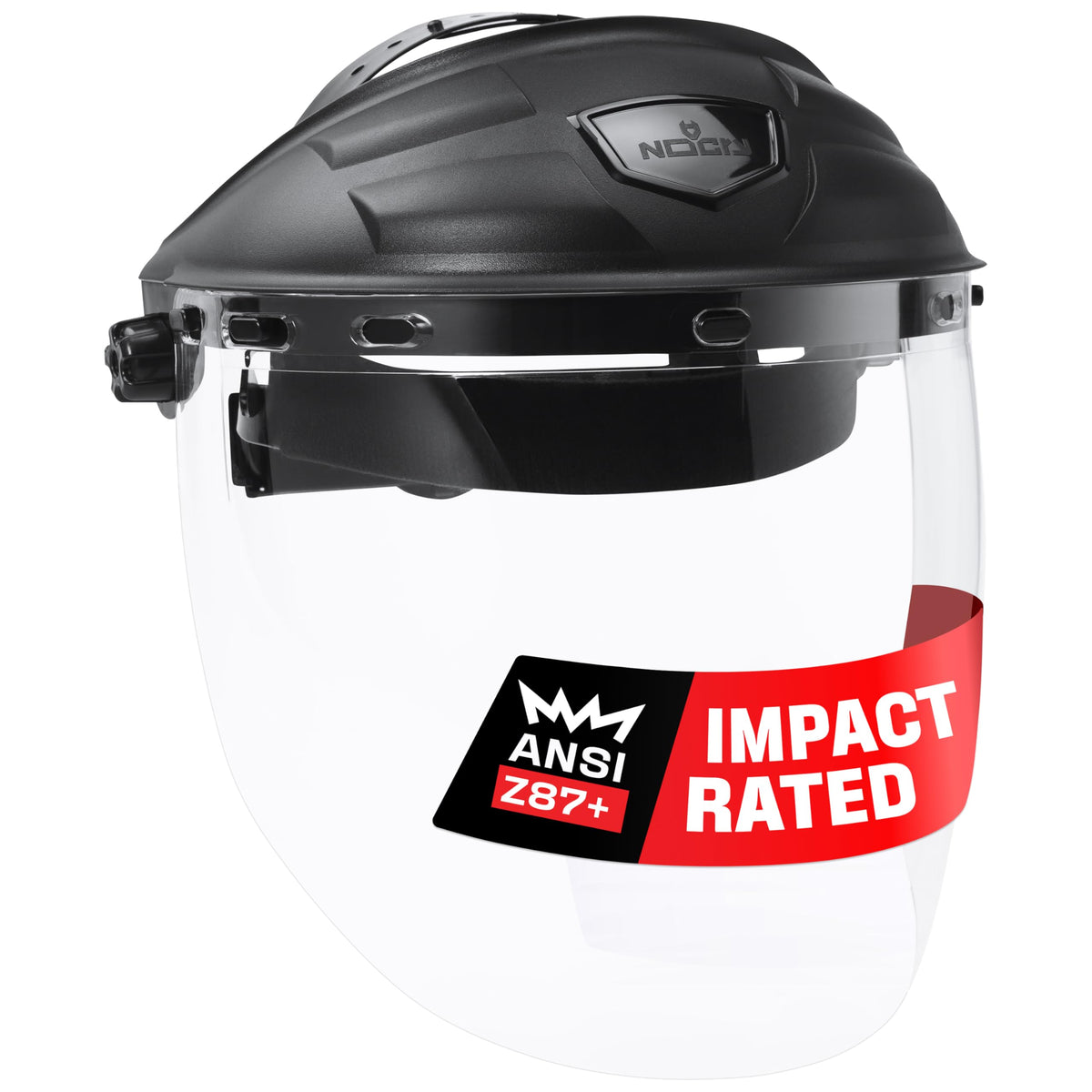 NoCry premium face shield visor—clear anti-fog performance for precise grinding and cutting.