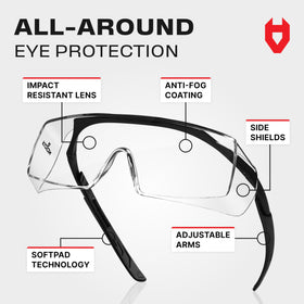 NoCry adjustable temples improve fit for most faces and all-day comfort.