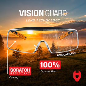 NoCry adjustable temples provide a customizable, comfortable fit over prescription eyewear.
