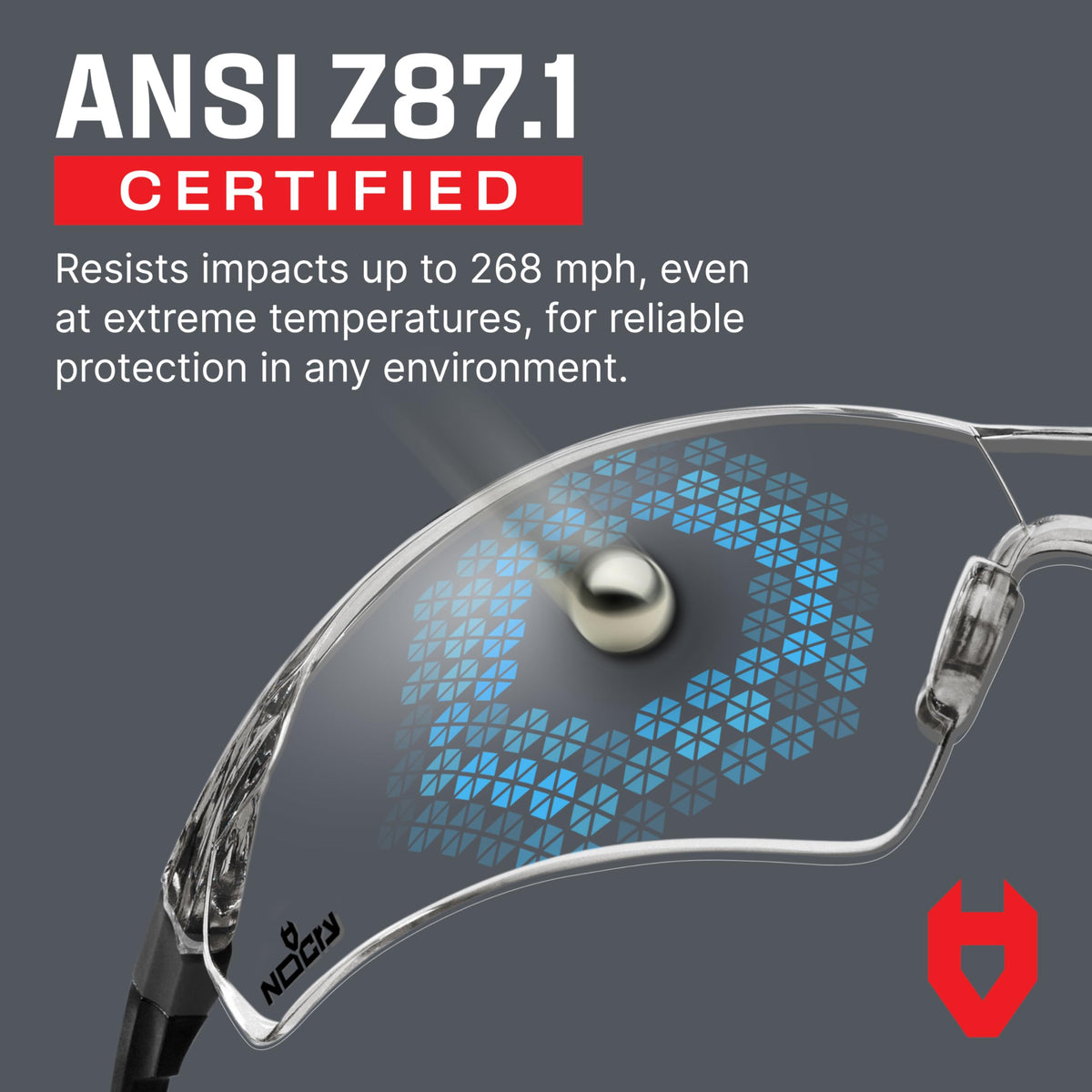 NoCry ANSI Z87.1 safety glasses protect eyes during outdoor shoots
