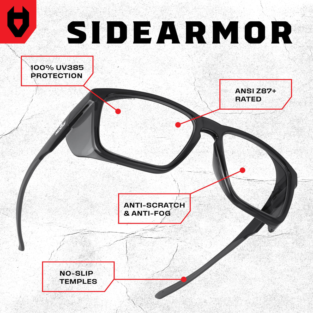 NoCry anti-fog safety glasses with coated lenses for clear vision.