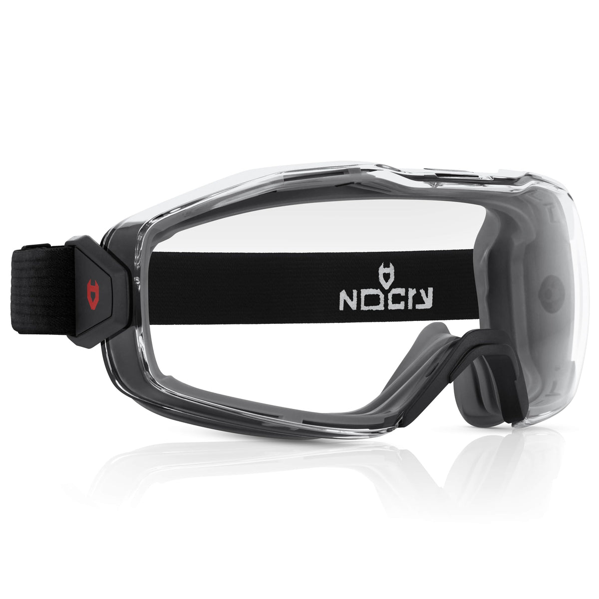 NoCry anti-fog goggles worn over eyeglasses provide clear sight with a secure seal.