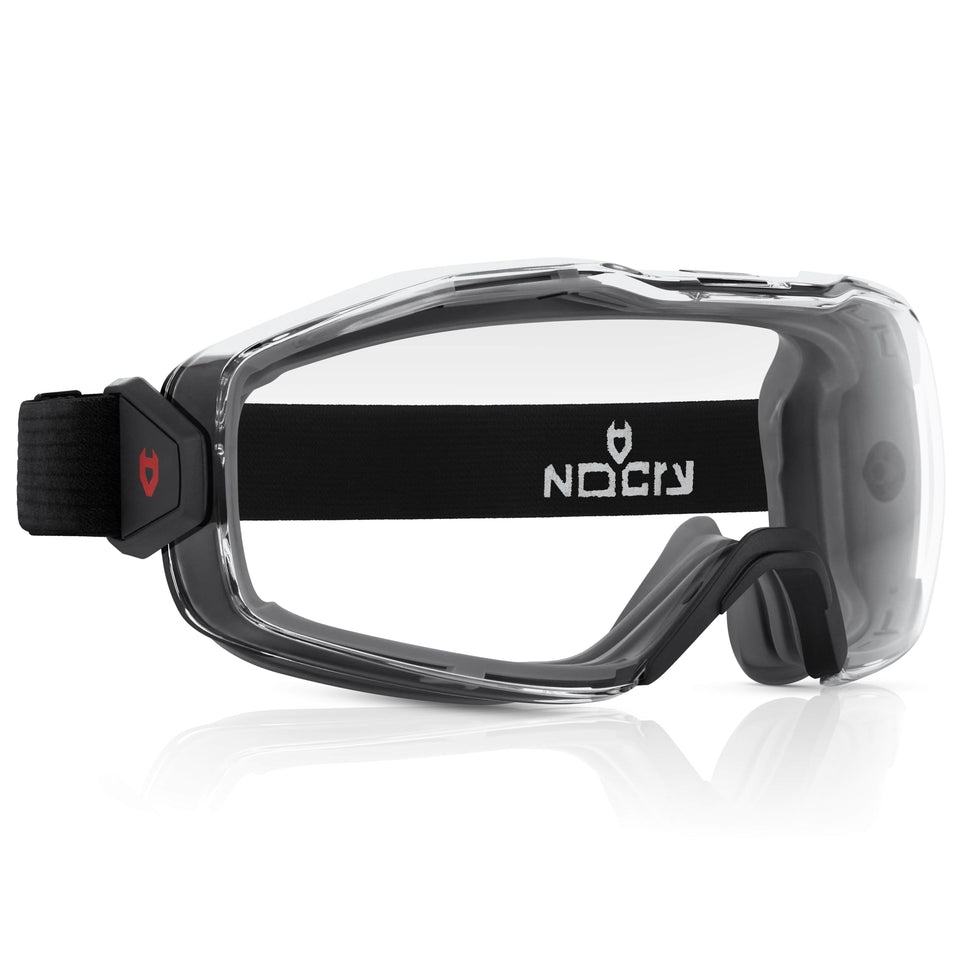 NoCry anti-fog goggles worn over eyeglasses provide clear sight with a secure seal.