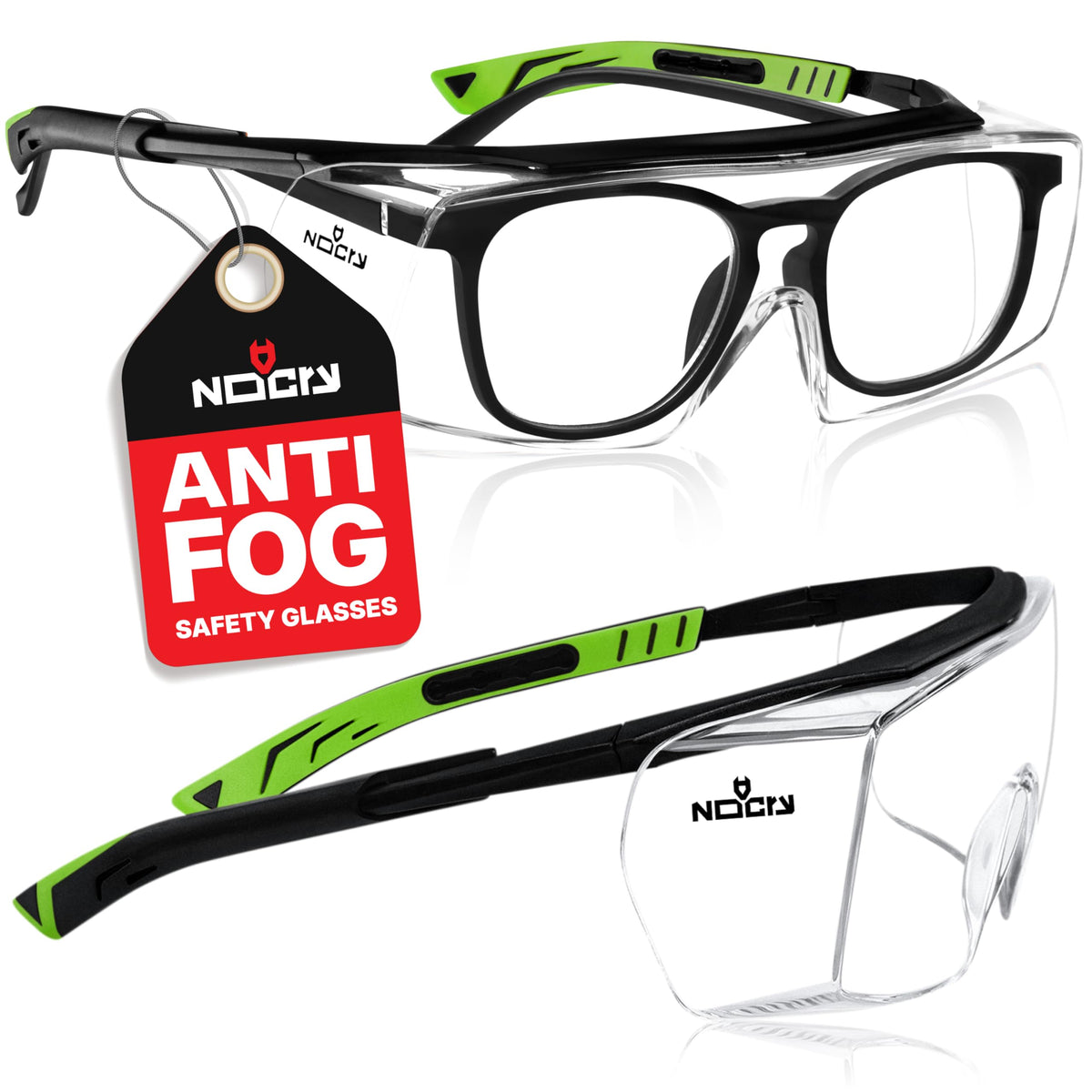 NoCry anti fog safety glasses designed to fit over glasses for clear vision