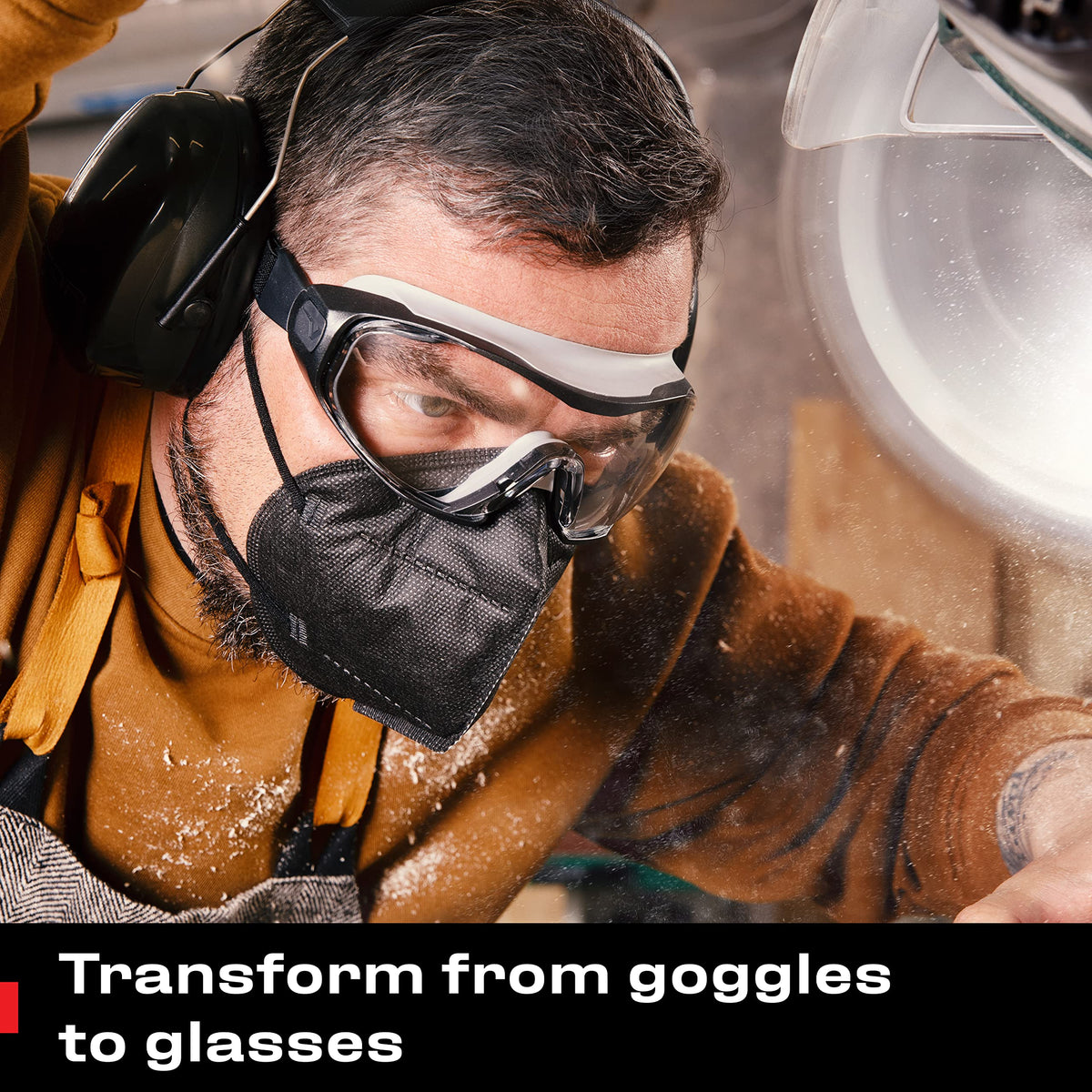 NoCry goggles with adjustable headband for customizable comfort during long shifts