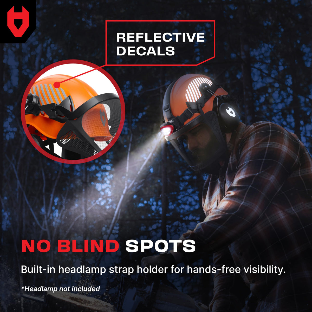 NoCry reflective details boost visibility in low-light forestry environments.