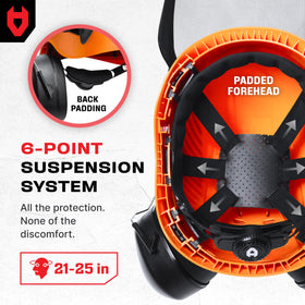 NoCry rear vent improves cooling during hot forestry work conditions.