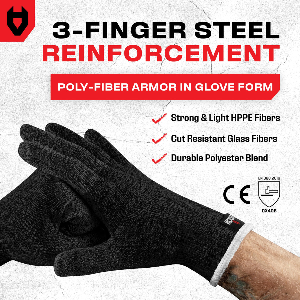 NoCry cut resistant gloves with ergonomic unisex sizing for a secure fit
