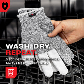 NoCry easy-clean protective gloves for everyday cutting and kitchen tasks.