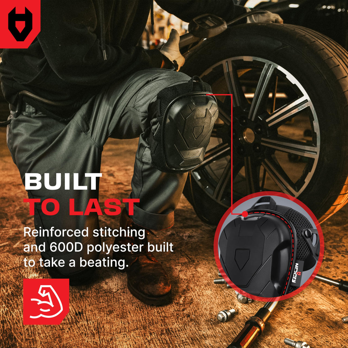 NoCry knee pads showing breathable mesh for cooling use