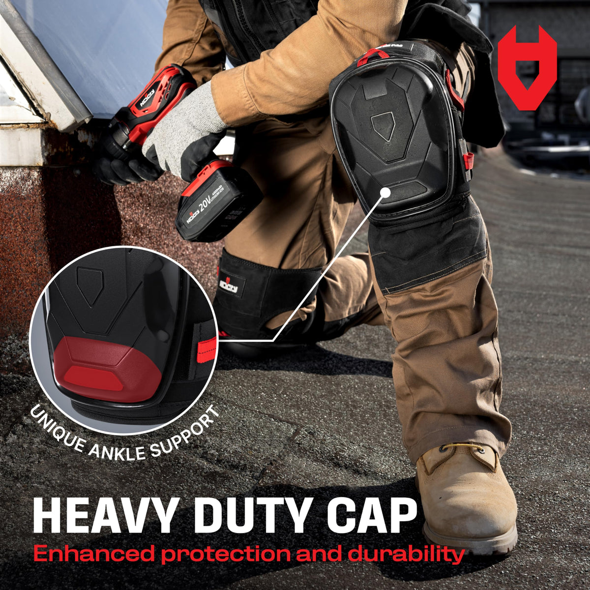 NoCry knee pads with reinforced straps stay secure during use