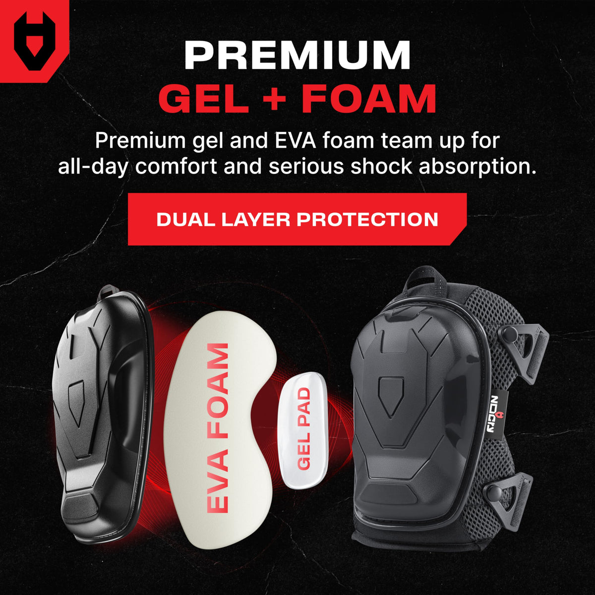 NoCry knee pads with non-slip cap for durable protection