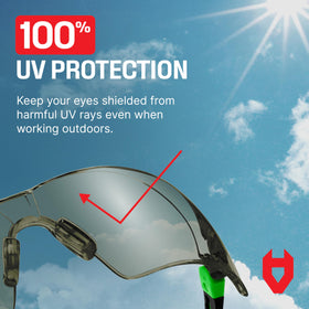 NoCry lifetime warranty provides peace of mind with sturdy safety glasses.