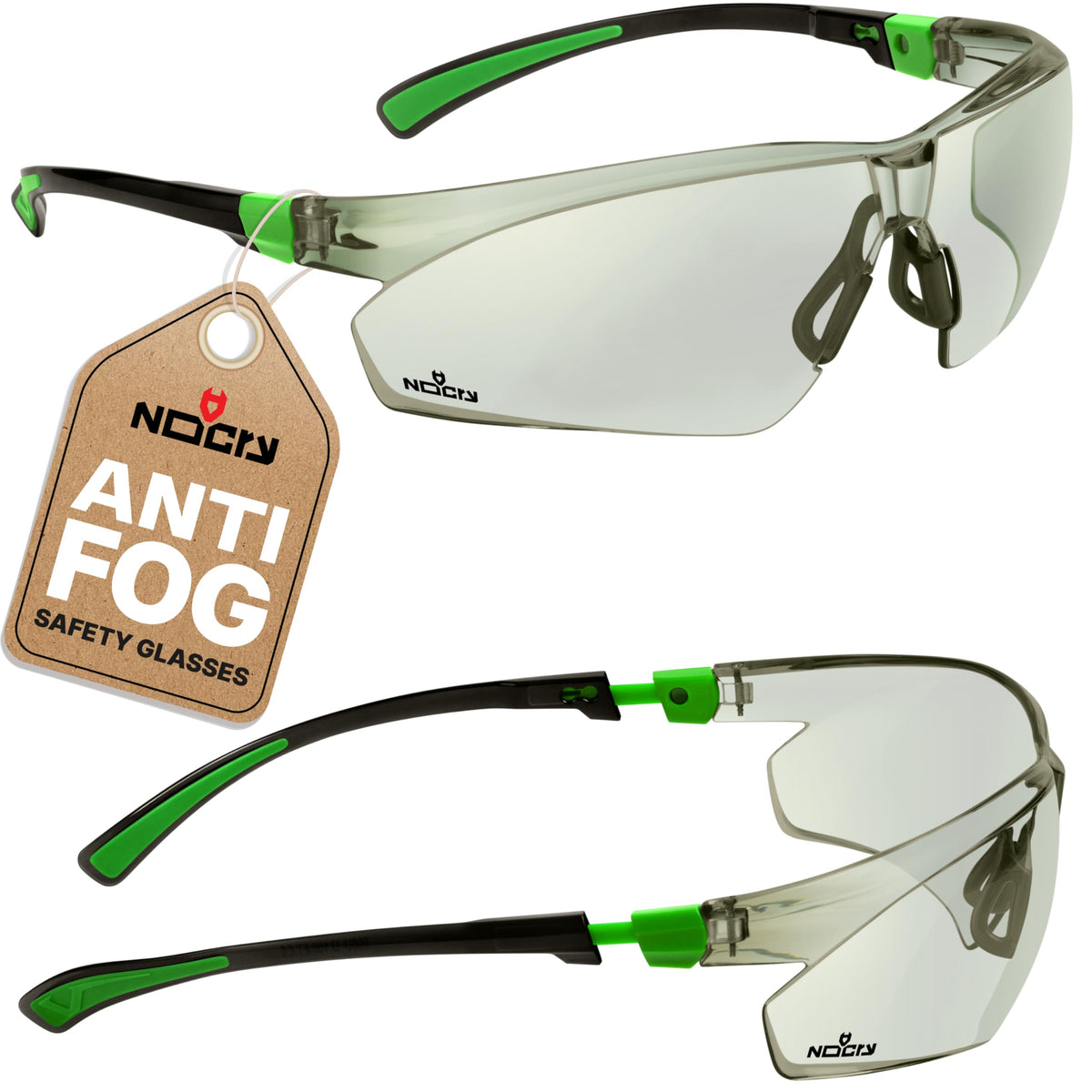 NoCry lightly tinted safety glasses with anti-fog lenses for clear indoor-outdoor vision.
