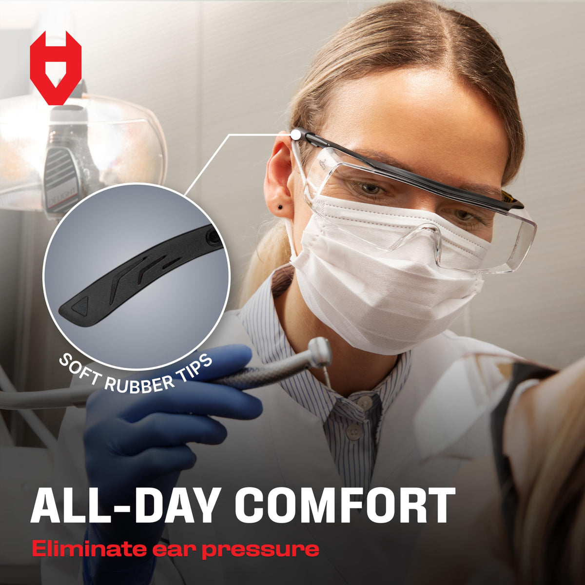 NoCry OTG glasses are designed for easy use over prescription eyewear.