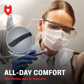 NoCry OTG glasses are designed for easy use over prescription eyewear.