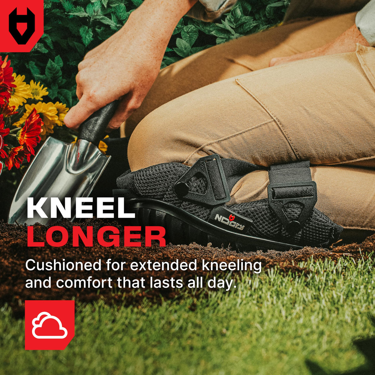 NoCry knee pads ideal for gardening and flooring tasks on site.