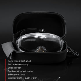 NoCry goggle case interior view reveals soft lining and scratch-free storage