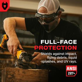 NoCry ANSI Z87.1 certified shield highlighting rugged construction