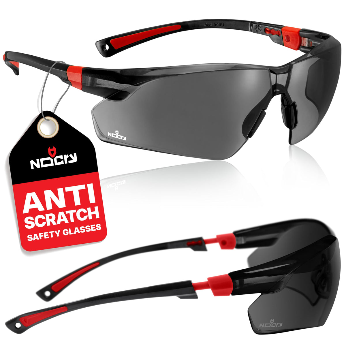 NoCry safety sunglasses with green-tinted wraparound lenses for all-day visibility and glare reduction.