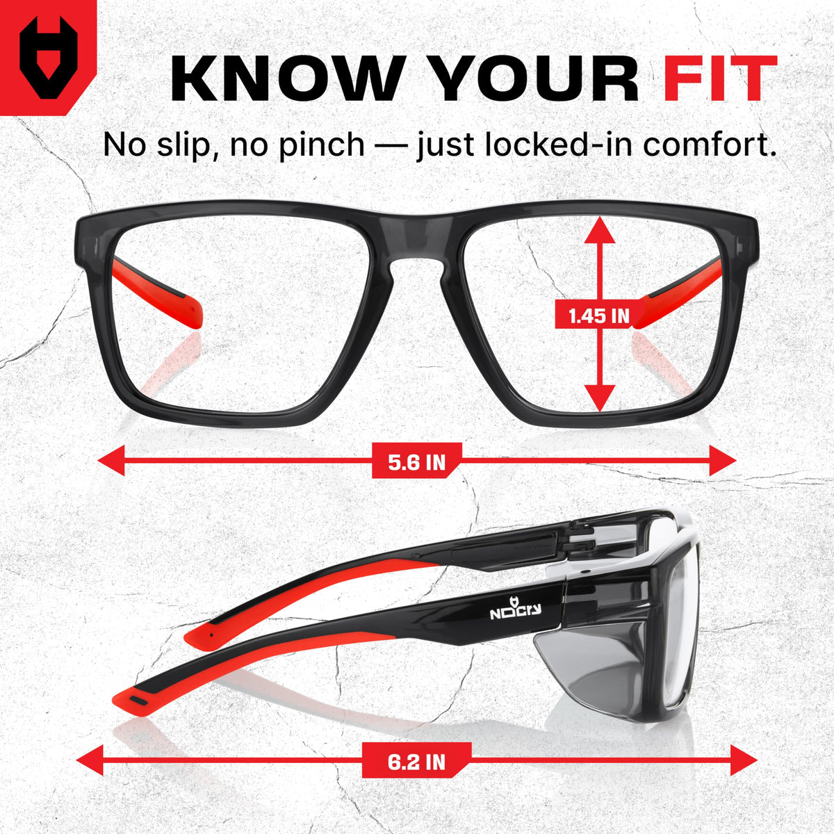 NoCry scratch-resistant lenses showing clear vision in tough conditions