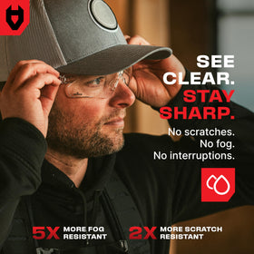 NoCry lenses resist scratches for long-lasting clarity during work tasks