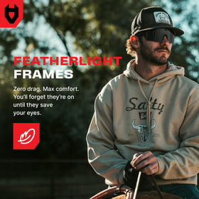 NoCry gray tinted lenses boost contrast on bright days for clearer vision.