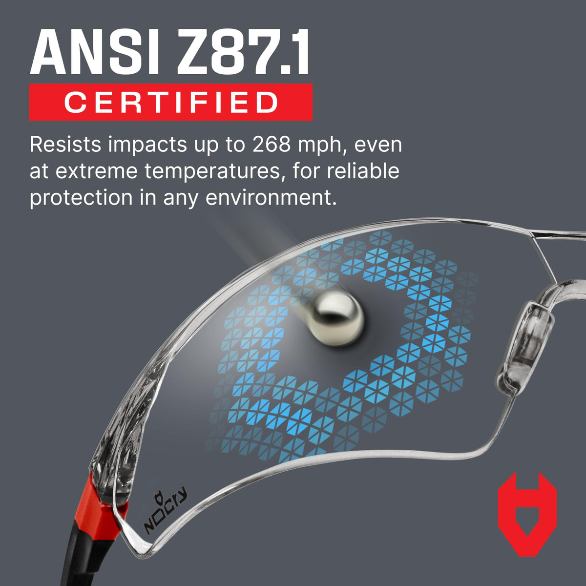 NoCry 100% UV protection blocks harmful rays for outdoor tasks.