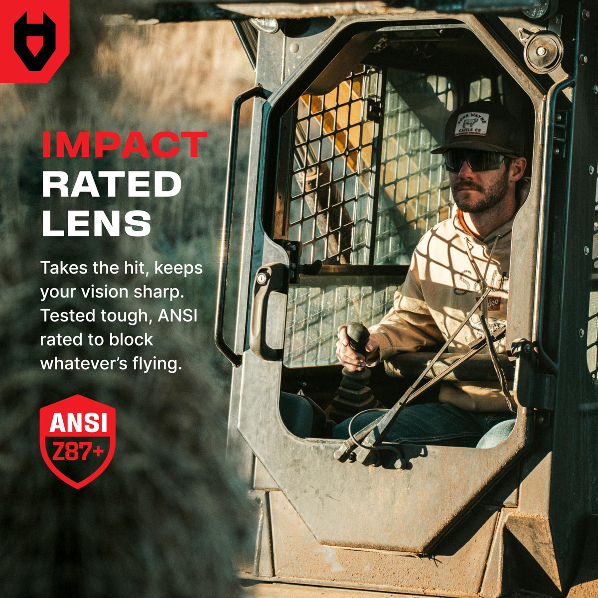 NoCry UV-tinted lenses provide 100% UVA/UVB protection for outdoor work.