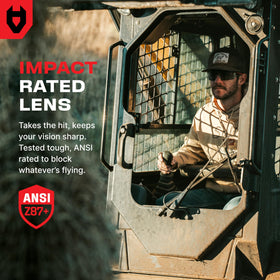 NoCry UV-tinted lenses provide 100% UVA/UVB protection for outdoor work.