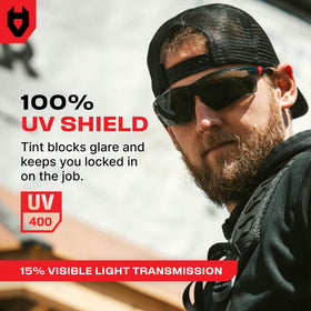NoCry green-tinted lenses offer UV 400 protection and glare reduction.