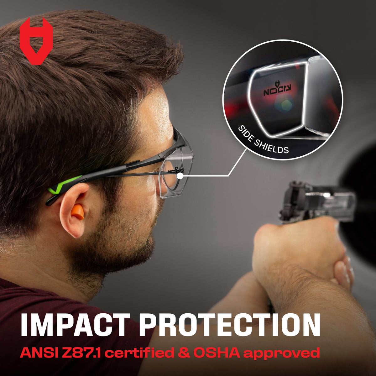NoCry wraparound lenses provide front and side protection