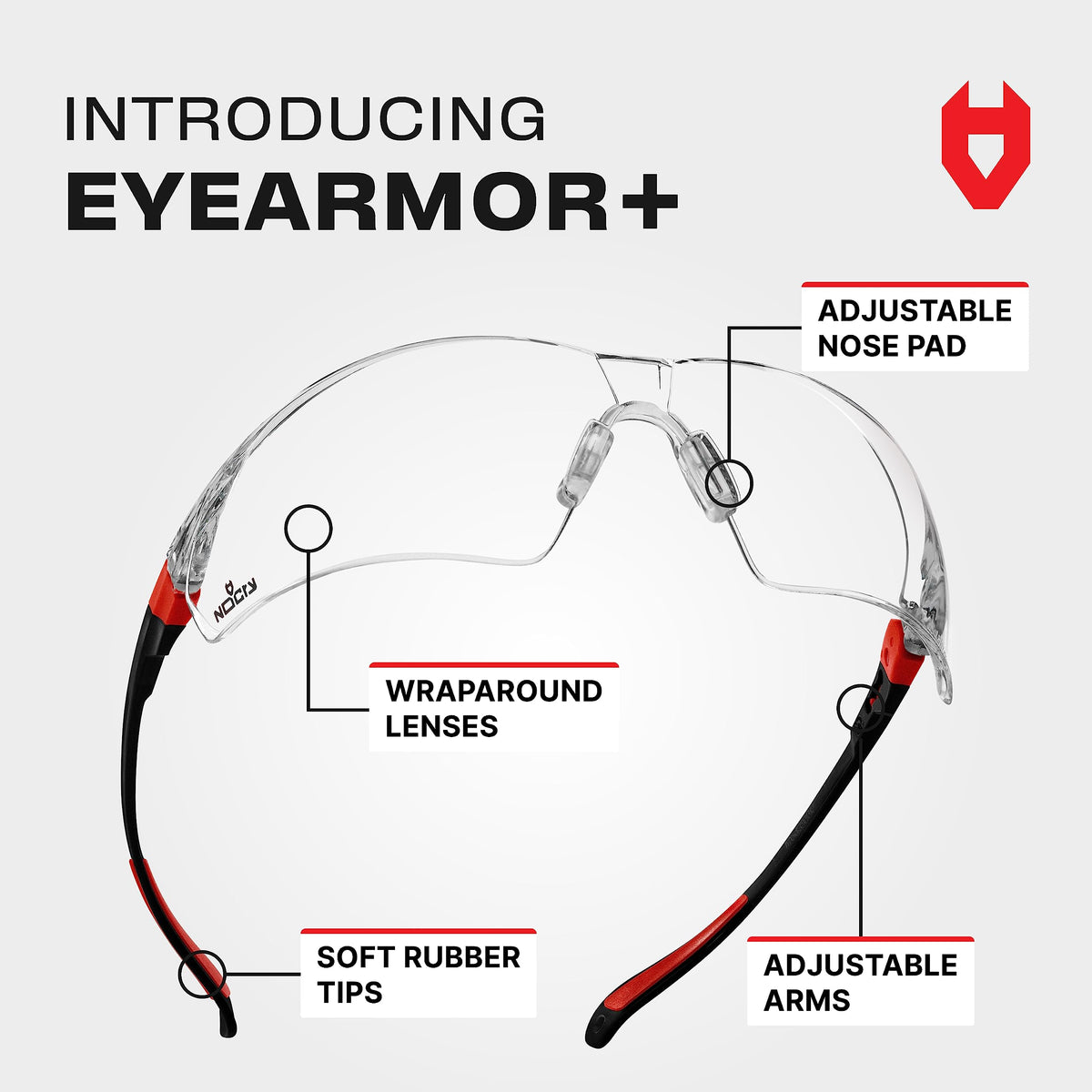NoCry wraparound safety glasses protect eyes from direct and peripheral hazards.