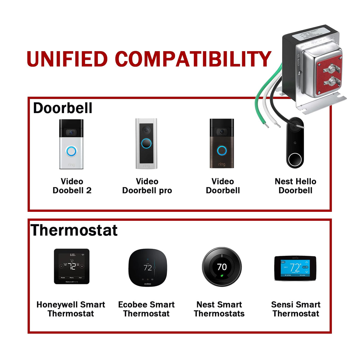 Transformer fits standard electrical boxes for simple, universal installation.