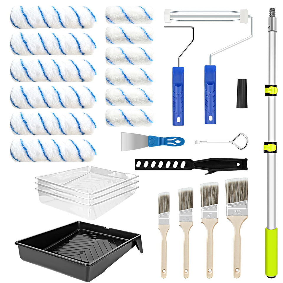 NOEAIKE paint roller kit with 4ft extension pole for faster coverage.
