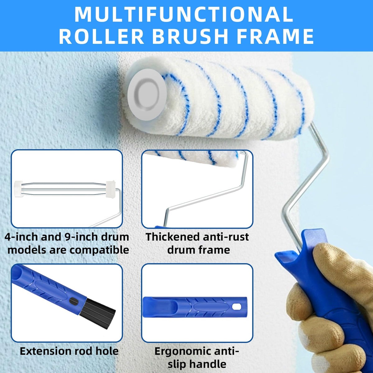 NOEAIKE rust-resistant roller frame and solvent-resistant bristles last longer.