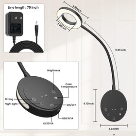 NoeiiT wall-mounted reading light night light mode provides soft ambient glow.