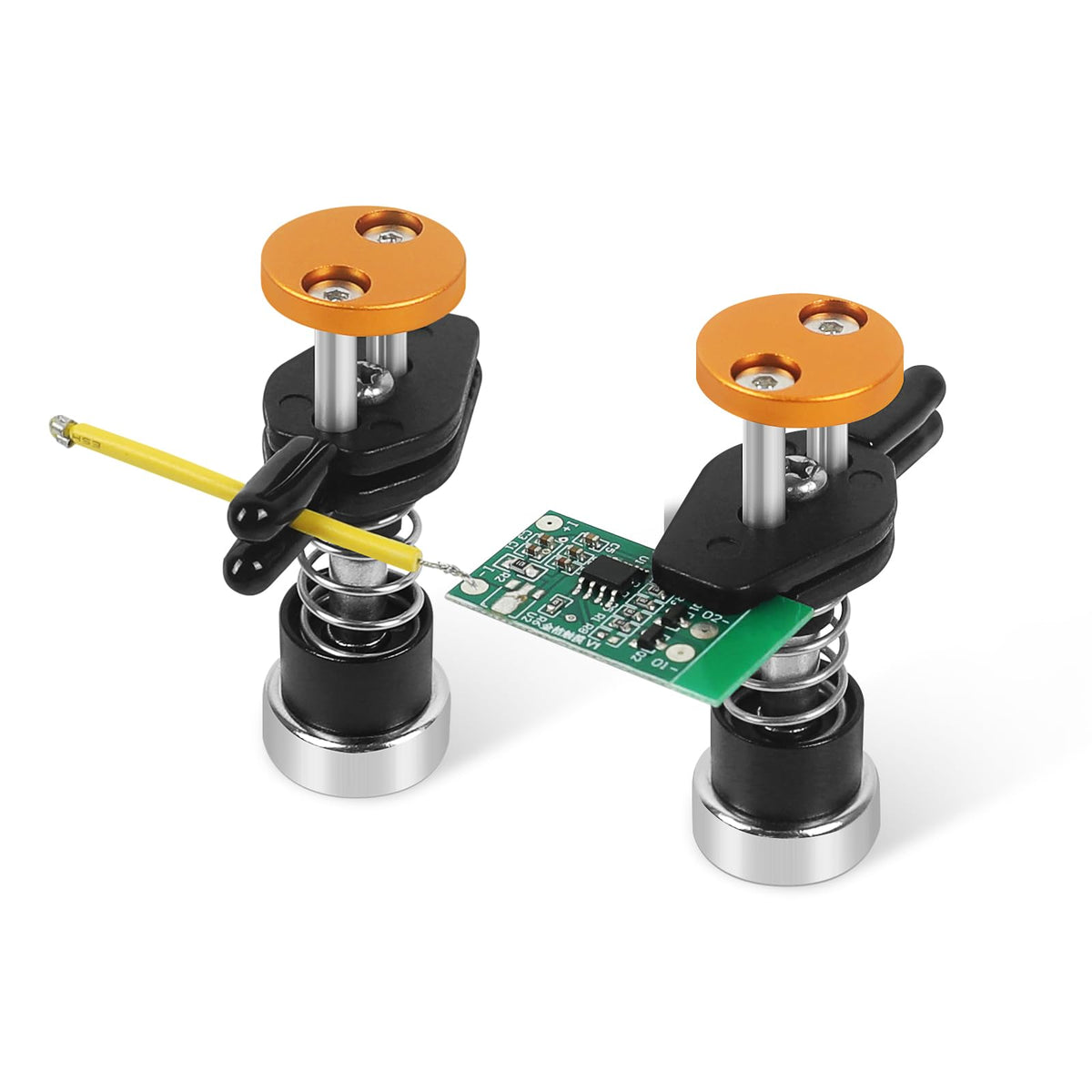 NOEVSBIG dual-head soldering clamp holds PCB and wires securely for precise work.