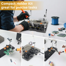 NOEVSBIG third hand soldering stand side view demonstrates stable arms for accurate component placement