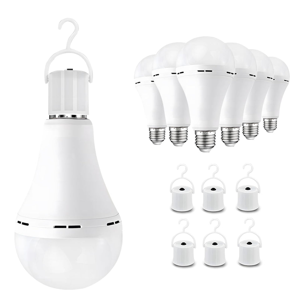 Noger emergency rechargeable light bulbs installed in a socket, ready for outages