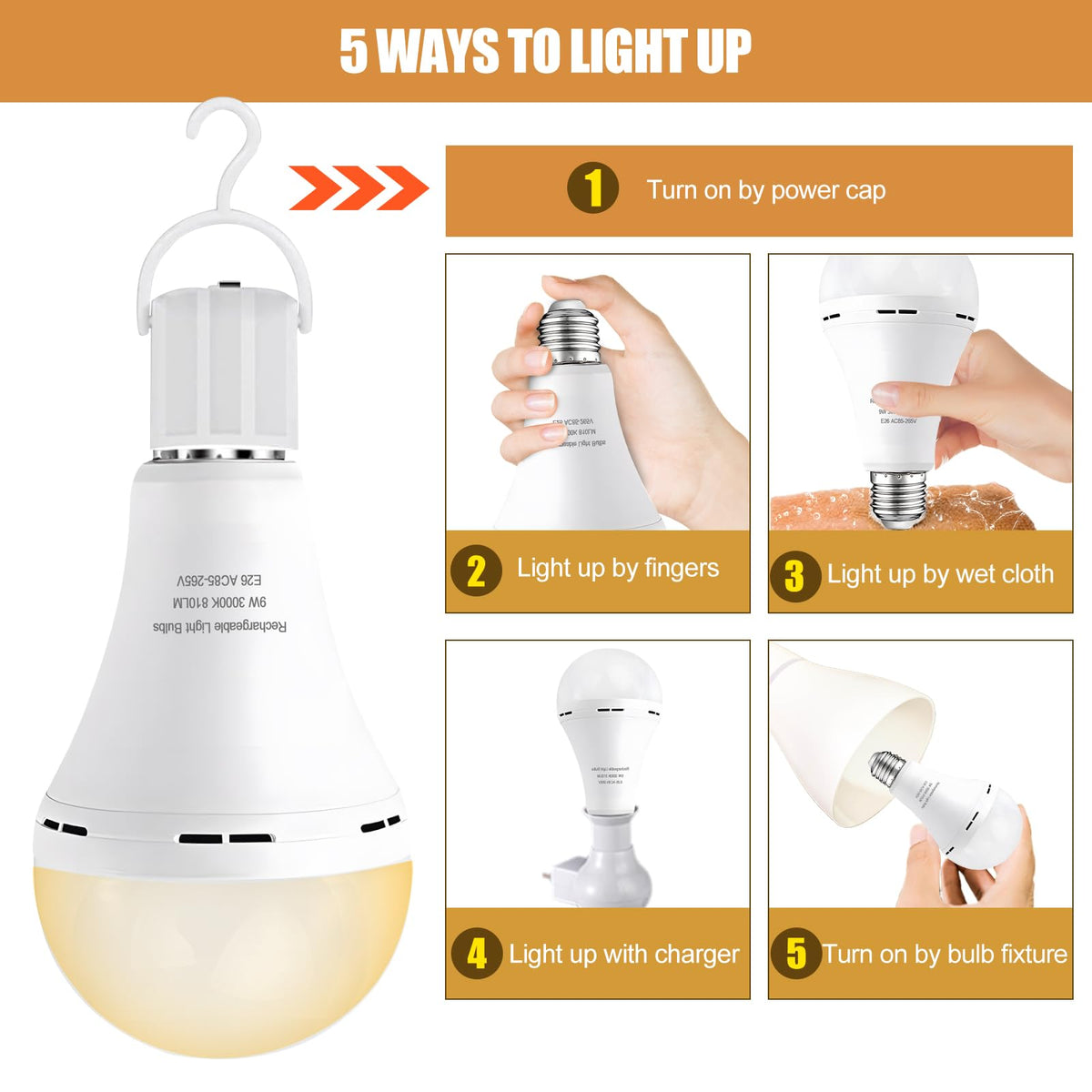 Noger warm 3000K light from emergency bulb creates cozy ambience