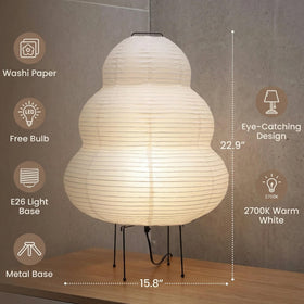 Nogy Akari floor lamp in bedroom providing soft light