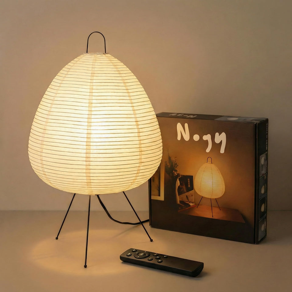 Nogy Akari Noguchi lamp base visible, providing stable ambient lighting.