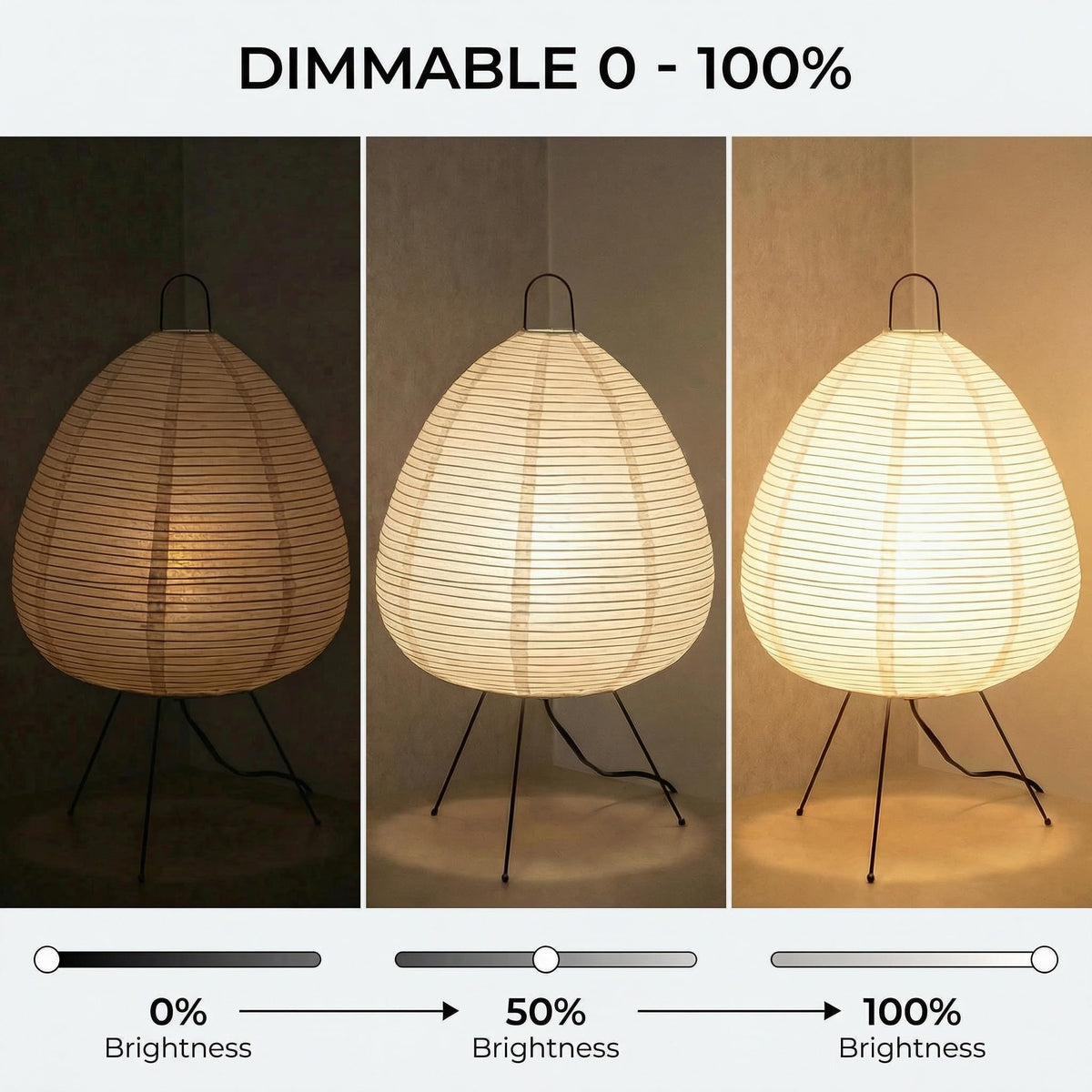 Nogy Akari Noguchi lamp in a cozy room setup for Japandi decor.