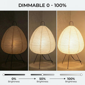Nogy Akari Noguchi lamp in a cozy room setup for Japandi decor.