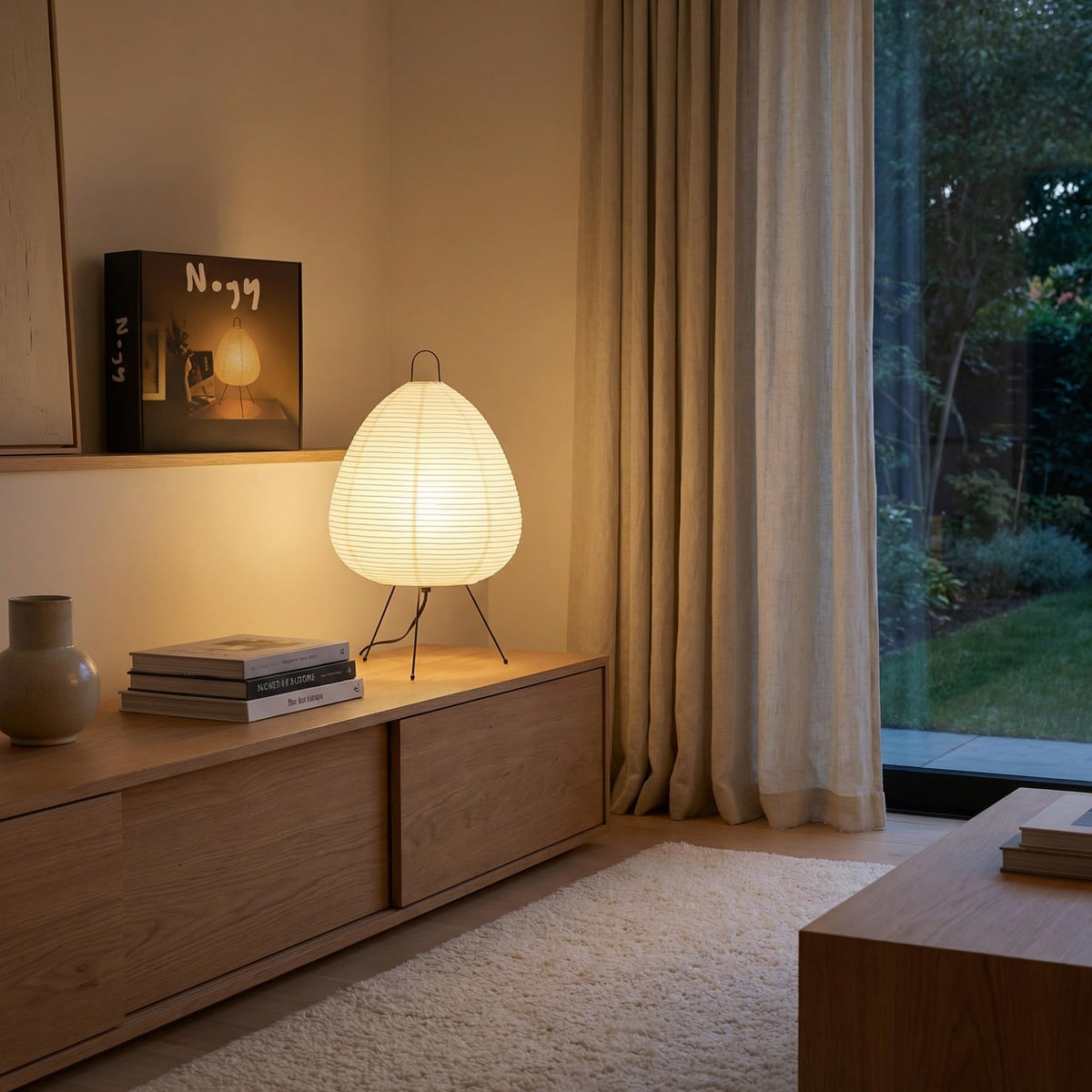 Mid-century inspired Noguchi design adds timeless style to the space.