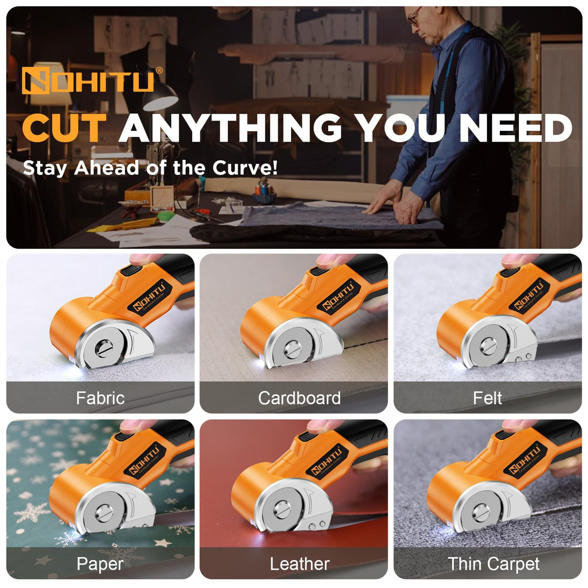 Nohitu cordless scissors ergonomic grip for comfortable use.